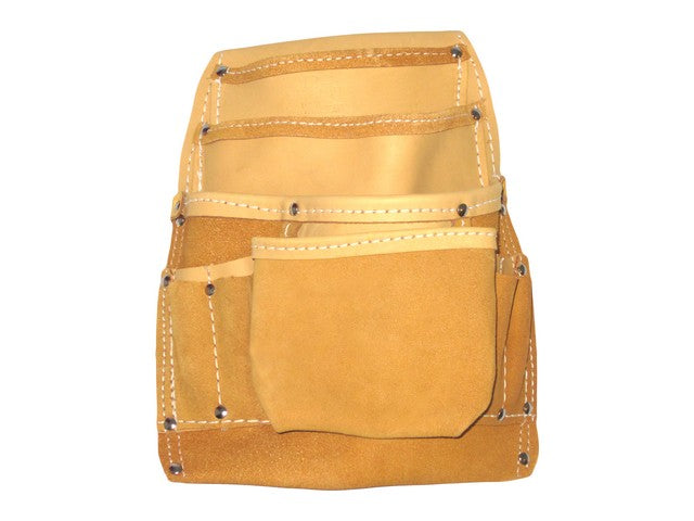 10 Pocket Leather Tool Pouch- Heavy Duty Tool Belt Organizer